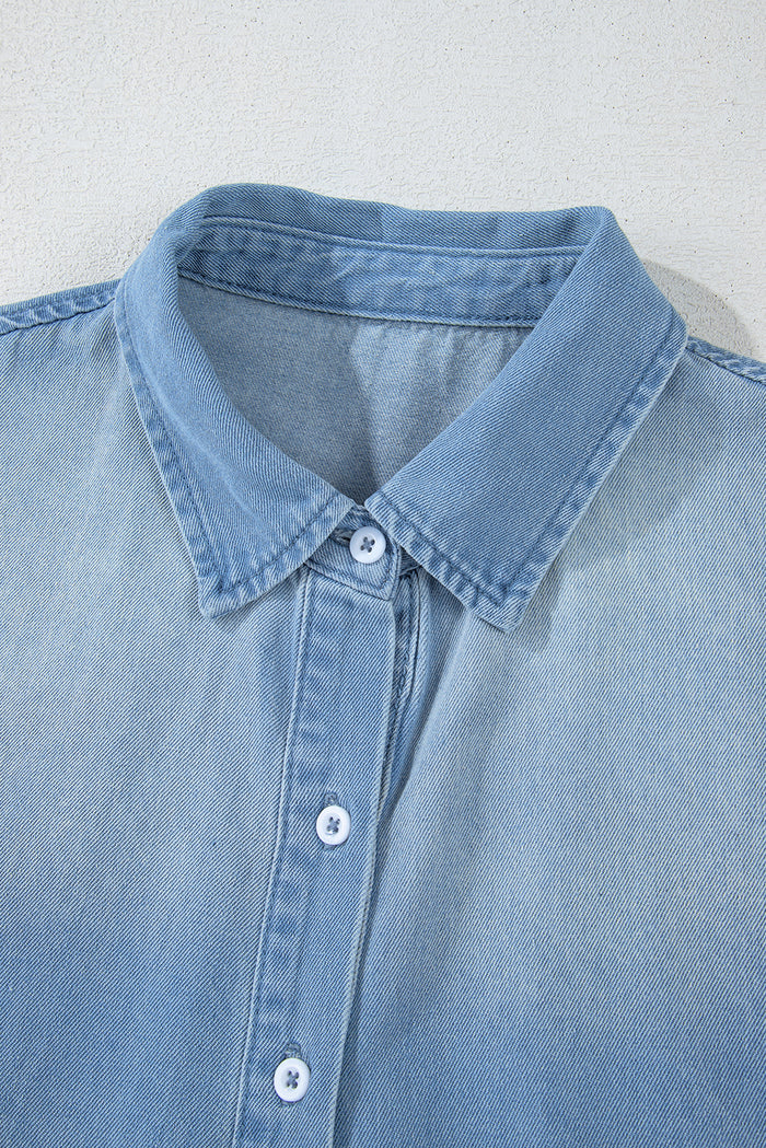 Robe chemise en jean délavé moyen Beau Blue Risen