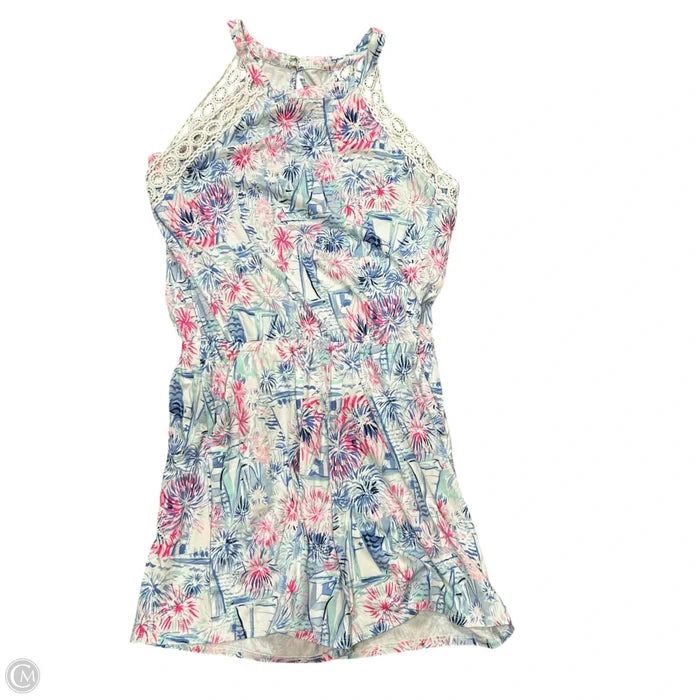 Romper Designer By Lilly Pulitzer In Blue & Pink, Size: S