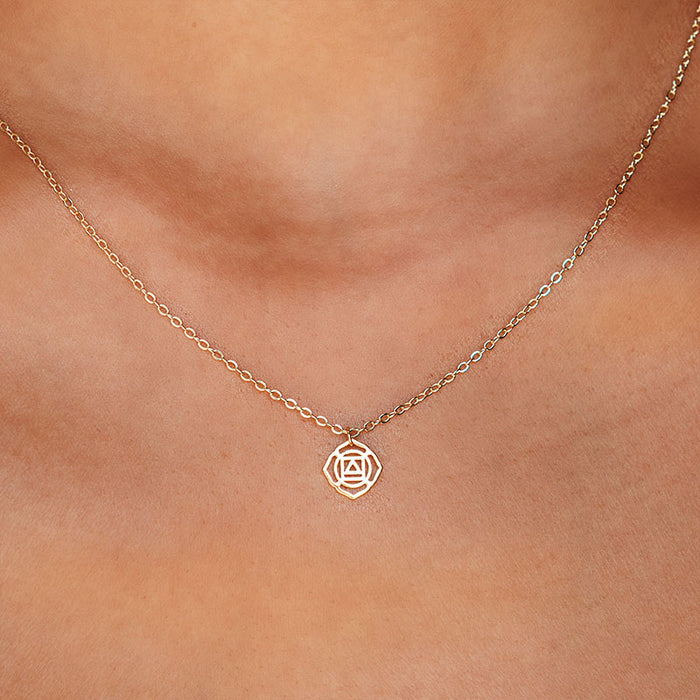 Root Chakra Necklace, worn at neckline