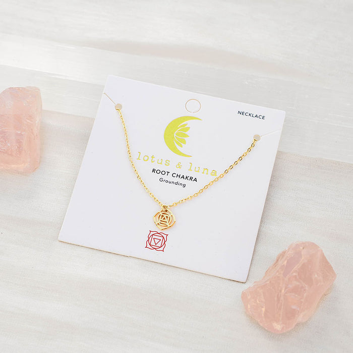 Root Chakra Necklace, on gift card gold chain