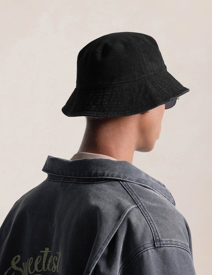 Rose Embroidery Denim Bucket Hat