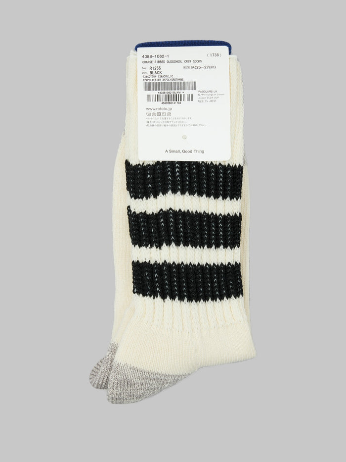 rototo oldschool crew socks black back label details