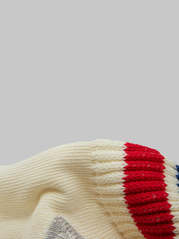 rototo coarse ribbed oldschool crew socks chili red blue texture