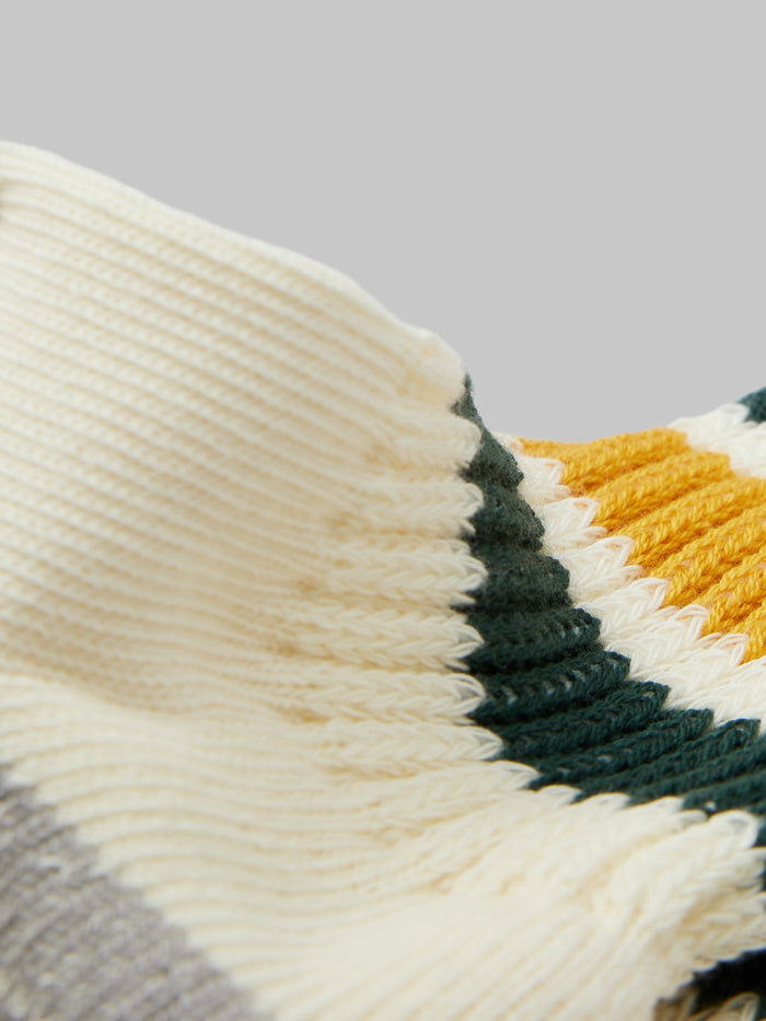 rototo coarse ribbed oldschool crew socks dark green yellow  fabric
