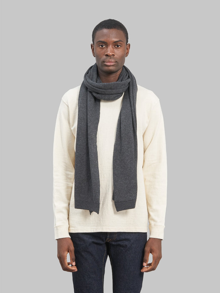 Rototo Cotton Cashmere Muffler Charcoal 100 premium