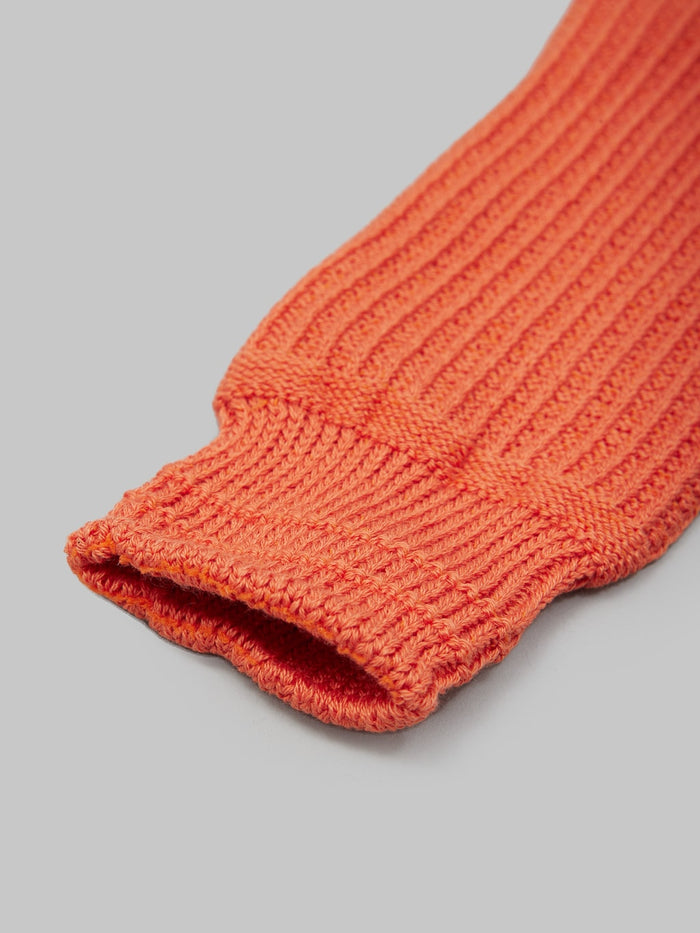 rototo cotton waffle crew socks orange elastic band