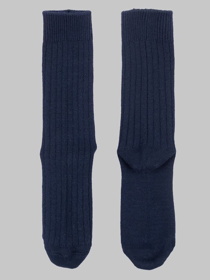 rototo cotton wool ribbed crew socks navy japanese