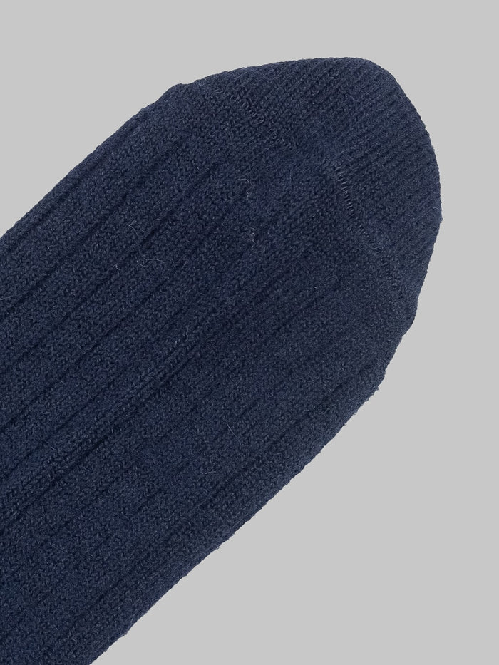 rototo cotton wool ribbed crew socks navy toe