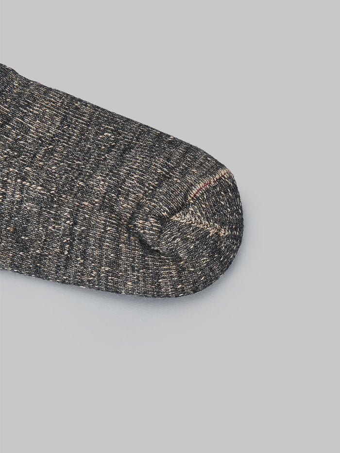 rototo double face crew socks black brown toe