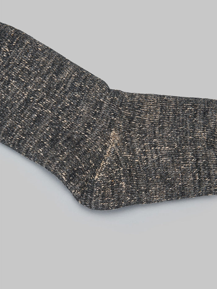 rototo double face crew socks black brown heel