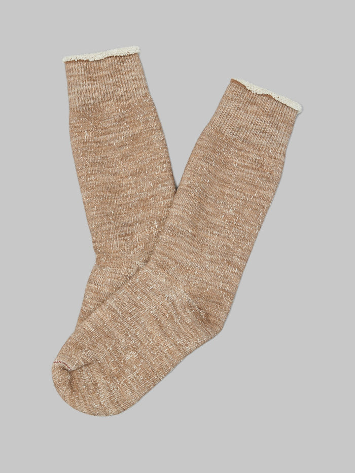 rototo double face crew socks cotton wool camel made in japan