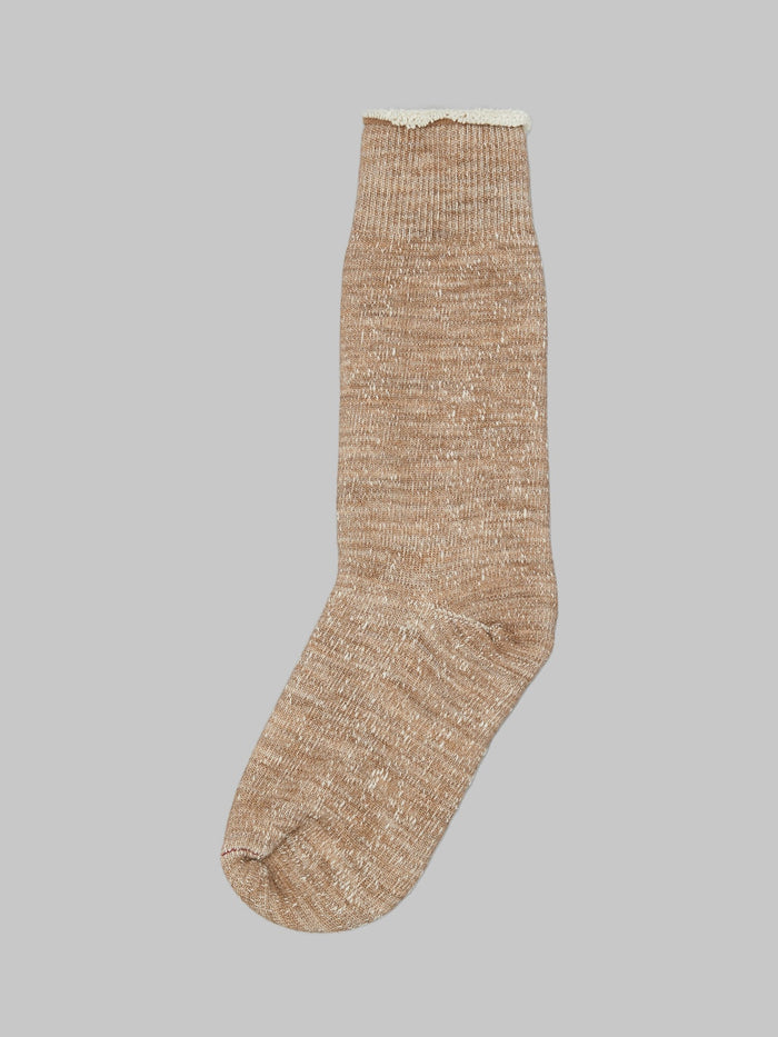 rototo double face crew socks cotton wool camel super warm