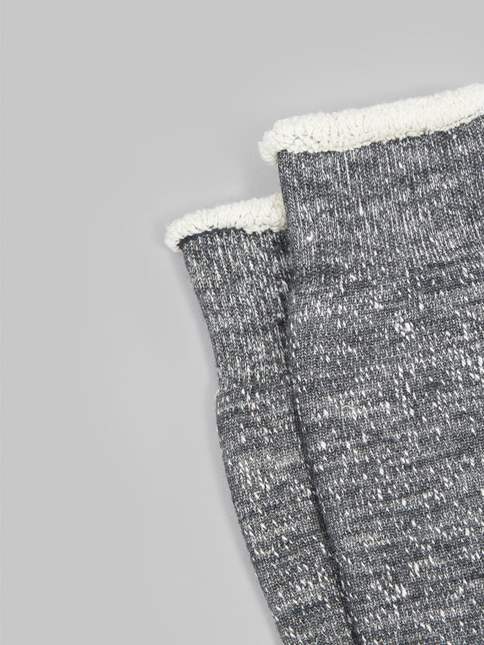 Rototo Double Face Crew Socks Charcoal Elastic Hem