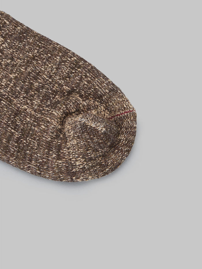 rototo double face crew socks dark brown toe