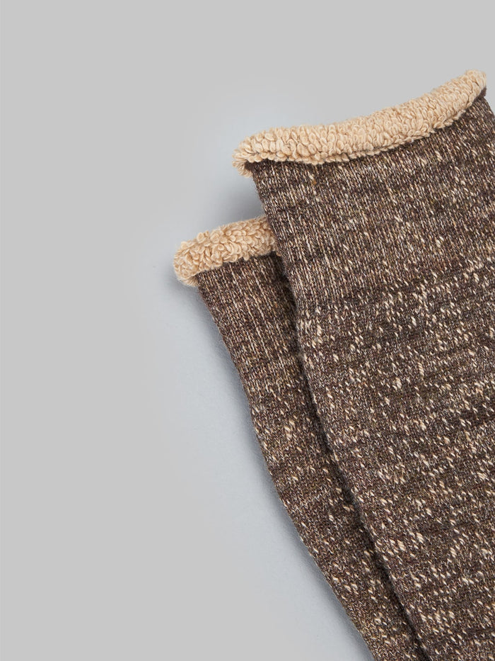rototo double face crew socks dark brown band