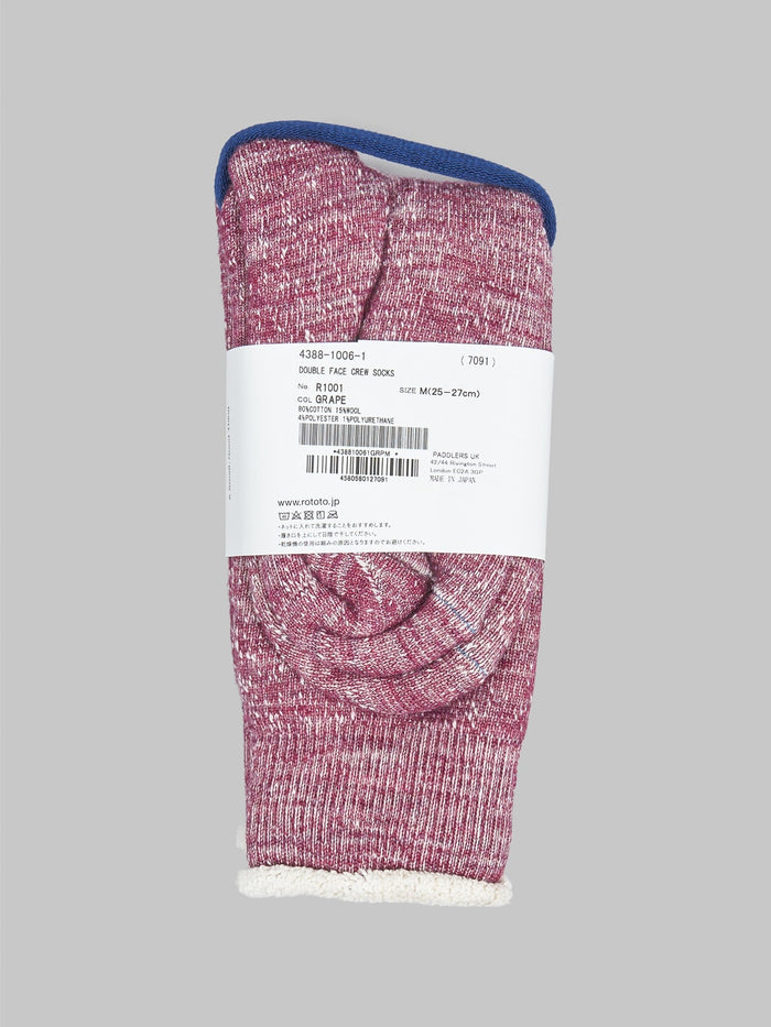 Rototo Double Face Crew Socks Grape Label Detail