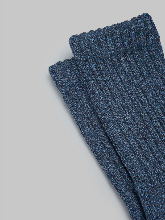 ROTOTO Loose Pile Crew Socks Mix Navy elastic band