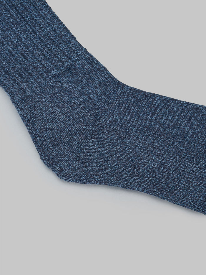 ROTOTO Loose Pile Crew Socks Mix Navy heel