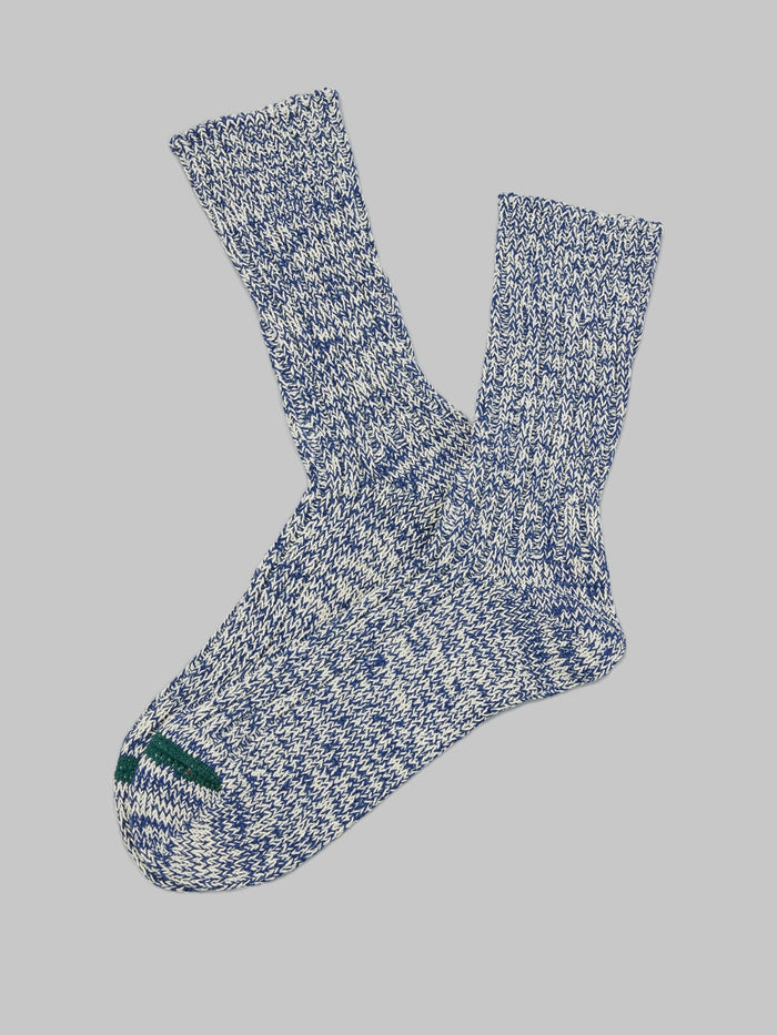 rototo recycle cotton ribbed crew socks blue ivory soft