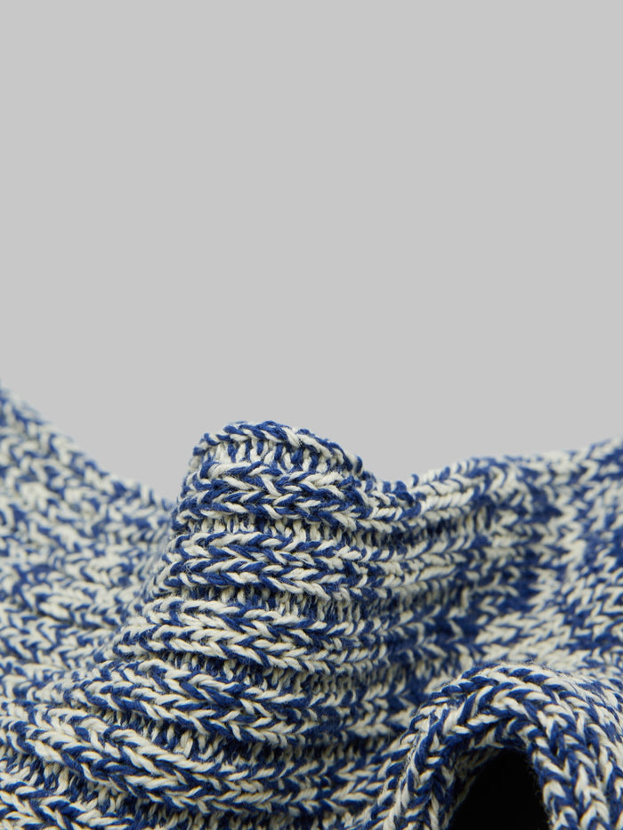 rototo recycle cotton ribbed crew socks blue ivory texture