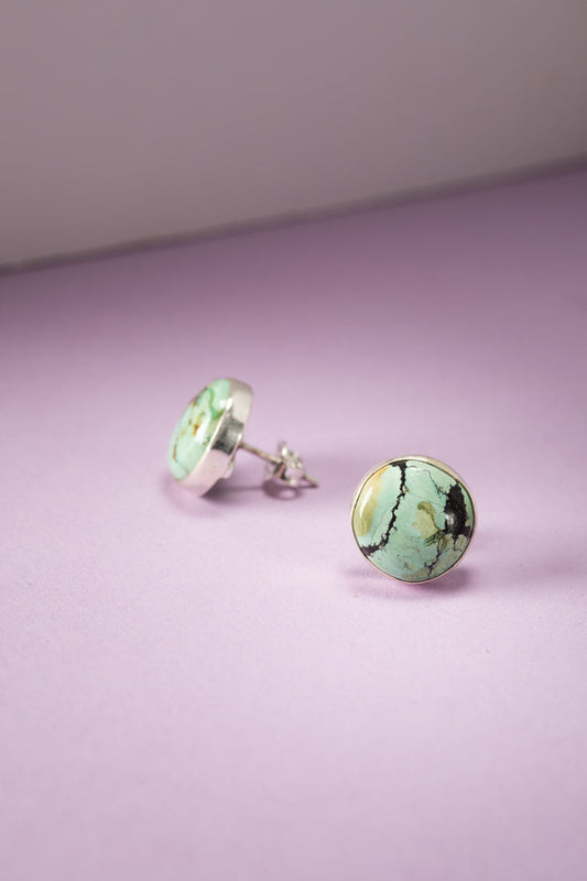 Round Turquoise  Stud Earrings in Turquoise