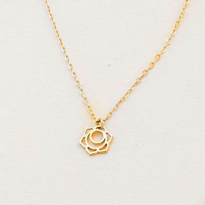 Sacral Chakra Necklace, flat lay gold chain
