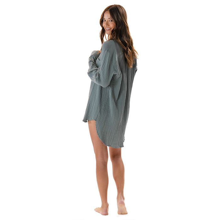 Sage Boyfriend Button Up, back