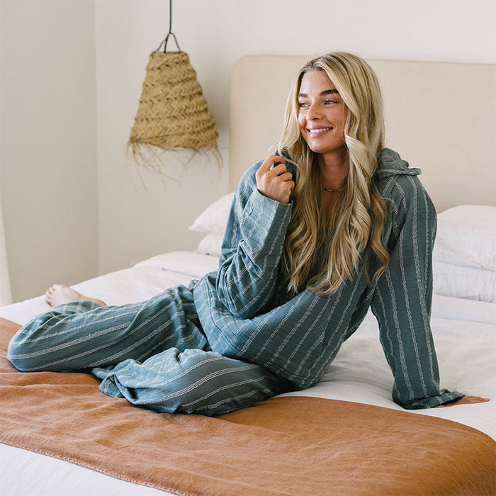 Sage Sailor Stripe Baja Pullover