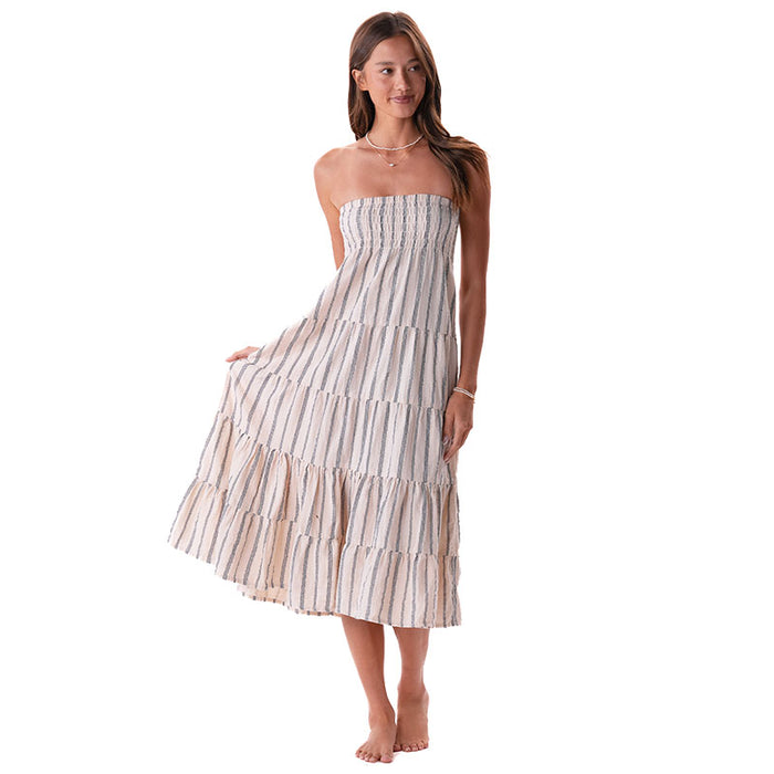 Sailor Stripe Sundrift Skirt, worn as a strapless dress