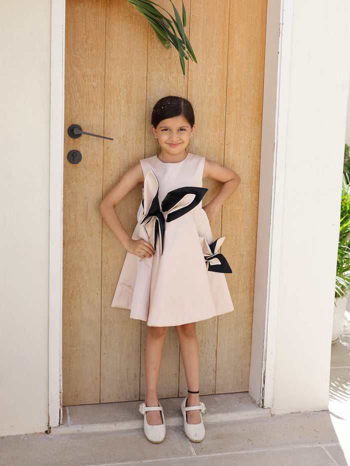 Sale Champagne Petal Grace Satin Dress
