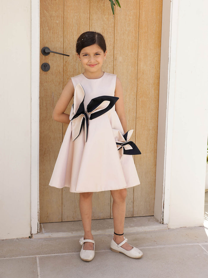Sale Champagne Petal Grace Satin Dress