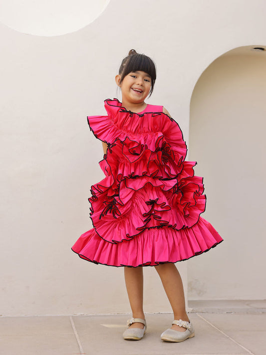 Sale Fuchsia Pink Ruffle Flower Girl Party Dress