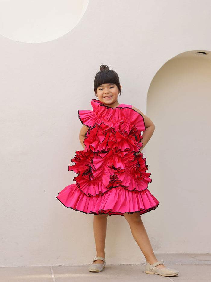 Sale Fuchsia Pink Ruffle Flower Girl Party Dress