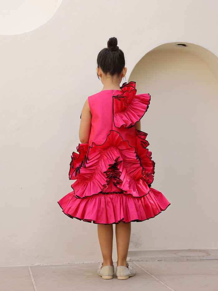 Sale Fuchsia Pink Ruffle Flower Girl Party Dress