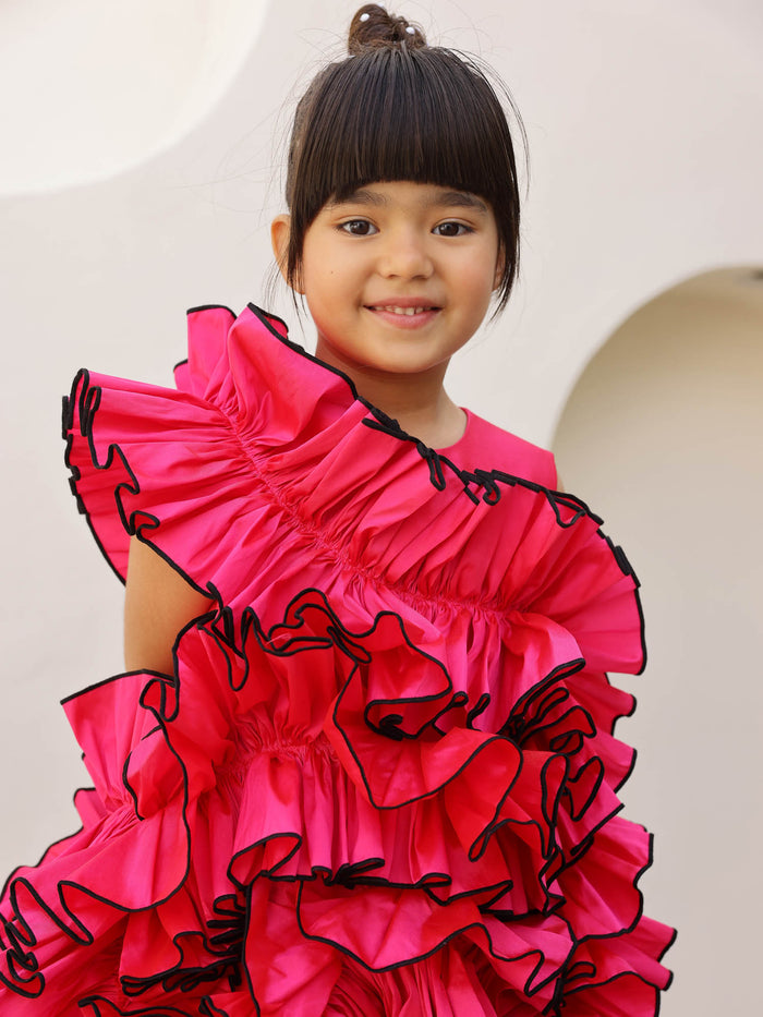 Sale Fuchsia Pink Ruffle Flower Girl Party Dress