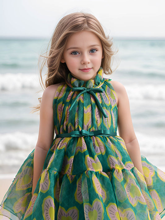Sale JANYAS CLOSET Green Printed Heart Party Dress *