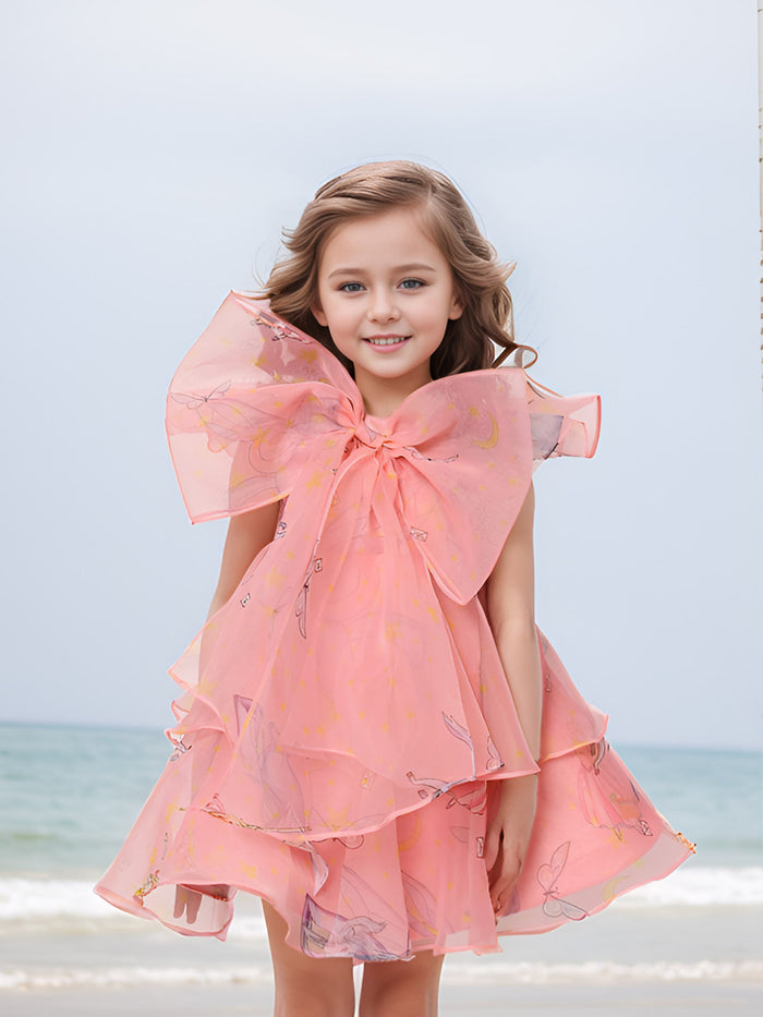 Sale JANYAS CLOSET Mauve Pink Unicorn Angela Bow Dress