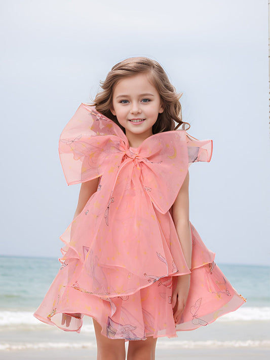 Sale JANYAS CLOSET Mauve Pink Unicorn Angela Bow Dress