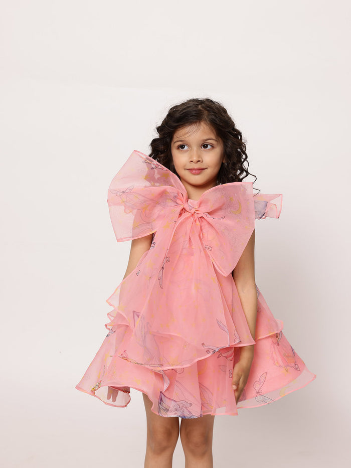 Sale JANYAS CLOSET Mauve Pink Unicorn Angela Bow Dress