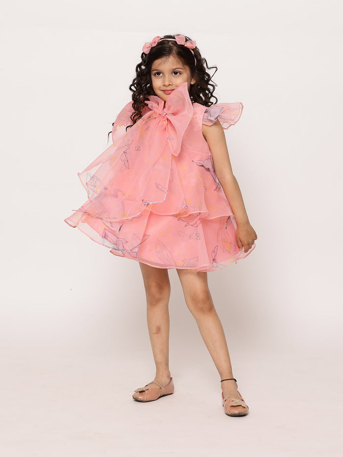 Sale JANYAS CLOSET Mauve Pink Unicorn Angela Bow Dress