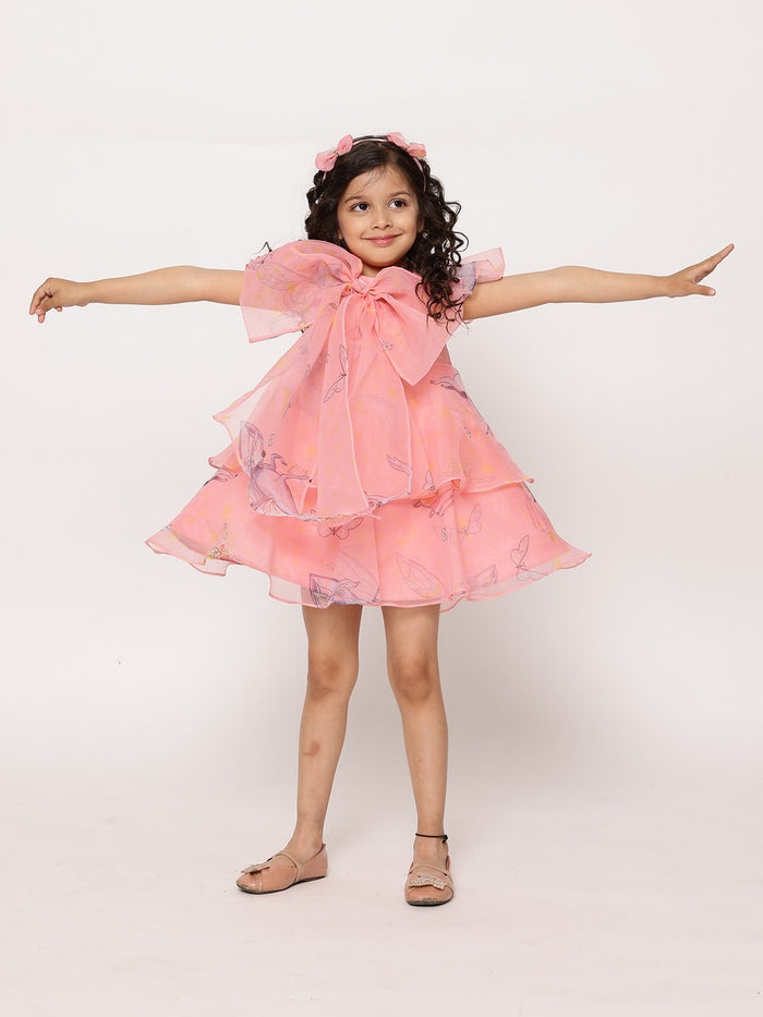 Sale JANYAS CLOSET Mauve Pink Unicorn Angela Bow Dress