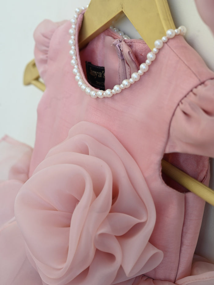 Sale Mauve Hankie Draped Party Dress without Booties & Bow