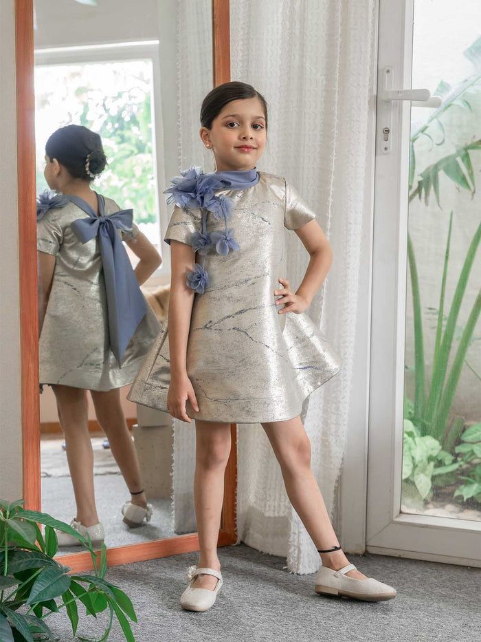 Sale Metallic Jacquard Bow Dream Dress