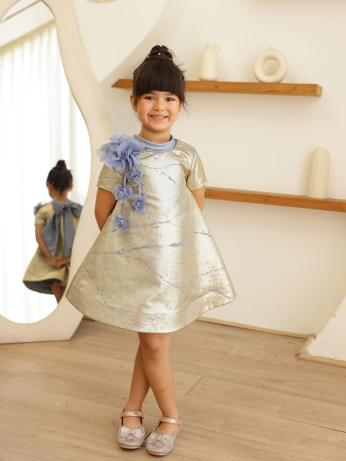 Sale Metallic Jacquard Bow Dream Dress