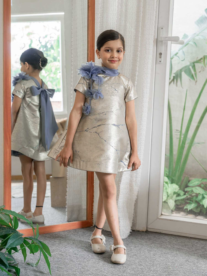 Sale Metallic Jacquard Bow Dream Dress
