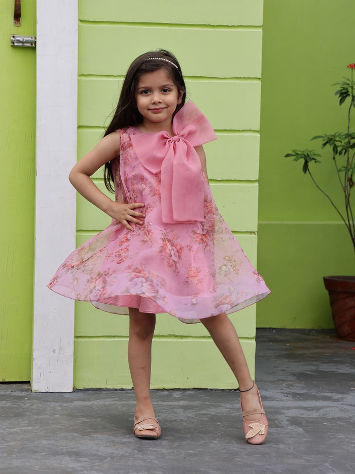 Sale Party Wear Mauve Printed Flower Girl Lulu Dress