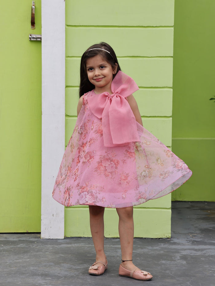 Sale Party Wear Mauve Printed Flower Girl Lulu Dress
