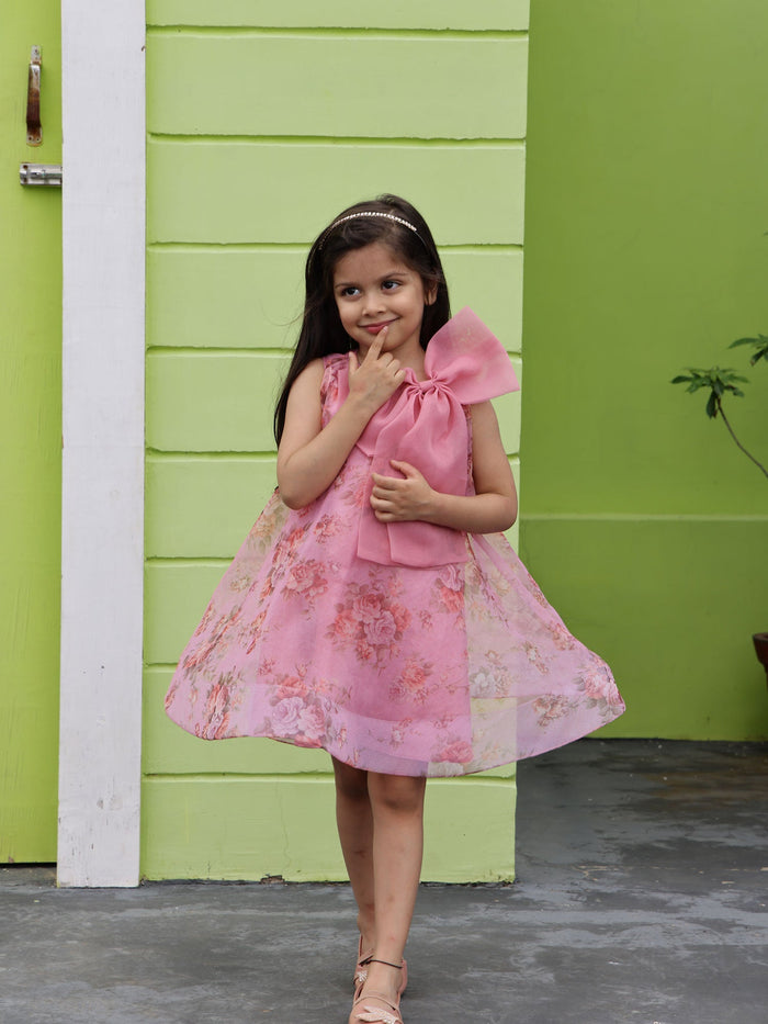 Sale Party Wear Mauve Printed Flower Girl Lulu Dress