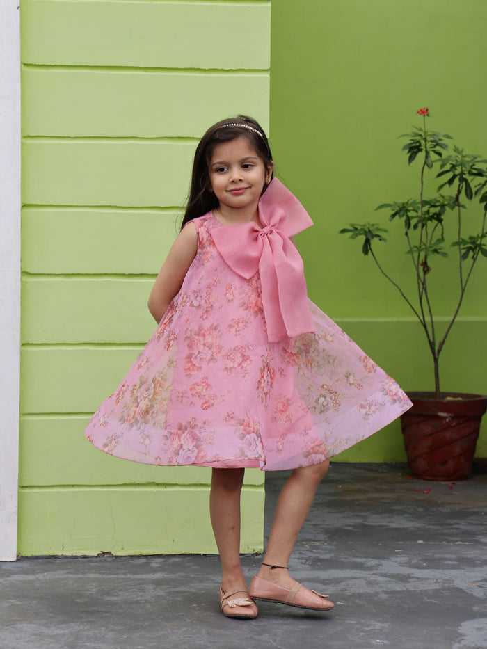 Sale Party Wear Mauve Printed Flower Girl Lulu Dress