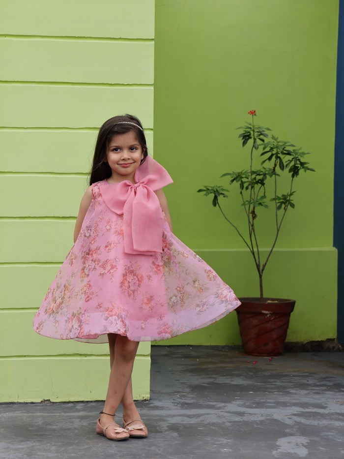 Sale Party Wear Mauve Printed Flower Girl Lulu Dress